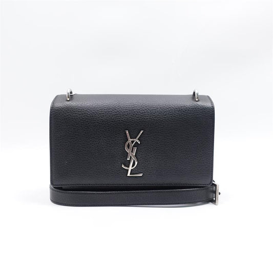 Pre-owned Saint Laurent Sunset Black Calfskin Shoulder Bag