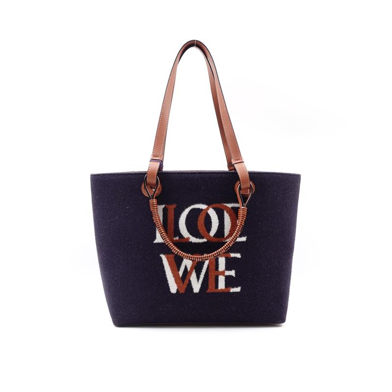 Pre-owned Loewe Anagram Black Canvas Tote