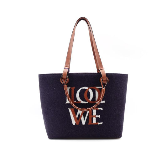 Pre-owned Loewe Anagram Black Canvas Tote