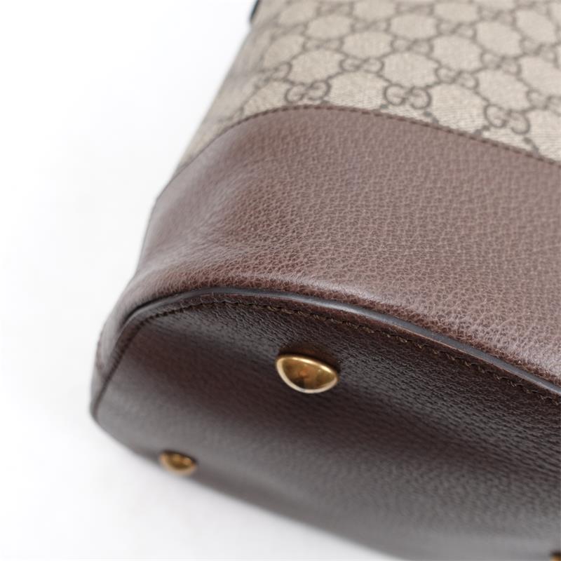 Pre-owned Gucci Ophidia Brown Coated Canvas Shoulder Bag