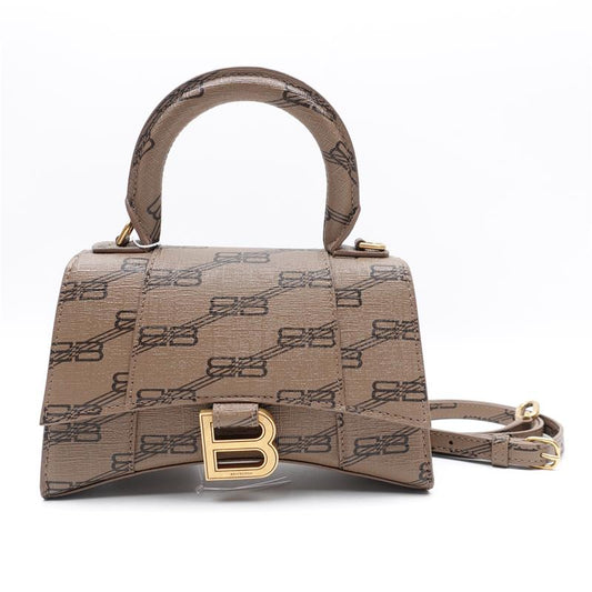Pre-owned Balenciaga Hourglass Beige Coated Canvas Shoulder Bag