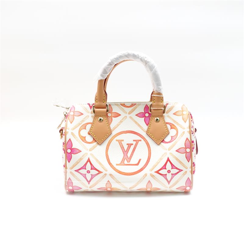 Pre-owned Louis Vuitton Speedy 20 Orange & White Coated Canvas Shoulder Bag