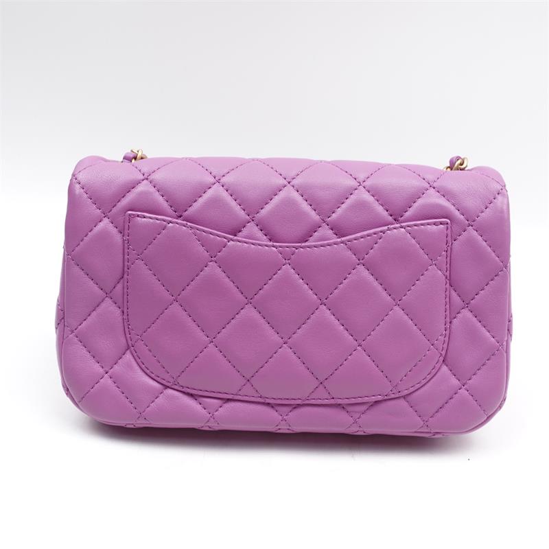 Pre-owned Chanel CF Mini Purple Gold Ball Lambskin Crossbody Bag