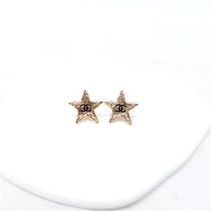 Pre-Owned Chanel Gold Star Black CC Logo Earrings