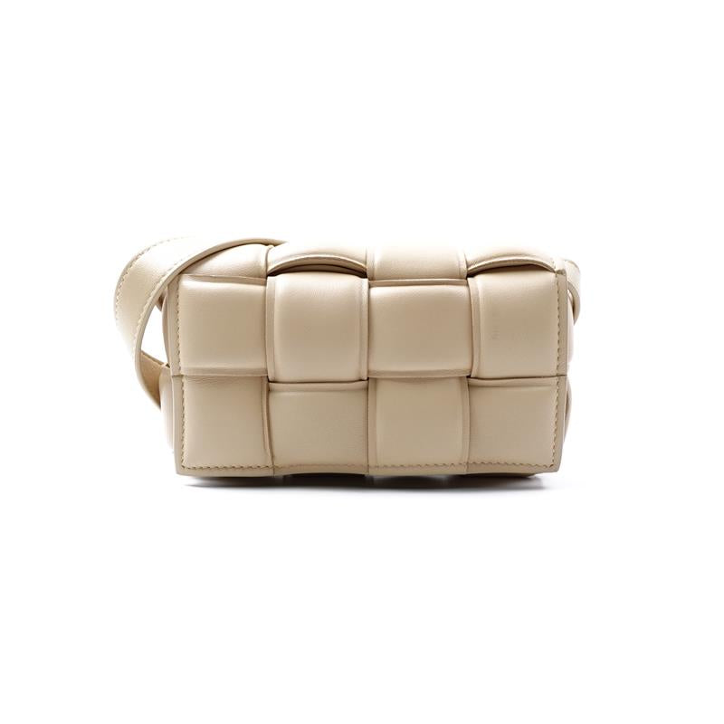 Pre-owned Bottega Cassette Milk Tea Calfskin Shoulder Bag