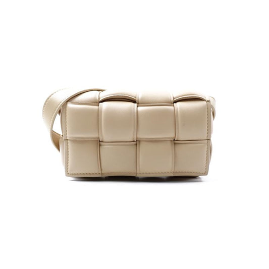 Pre-owned Bottega Cassette Milk Tea Calfskin Shoulder Bag