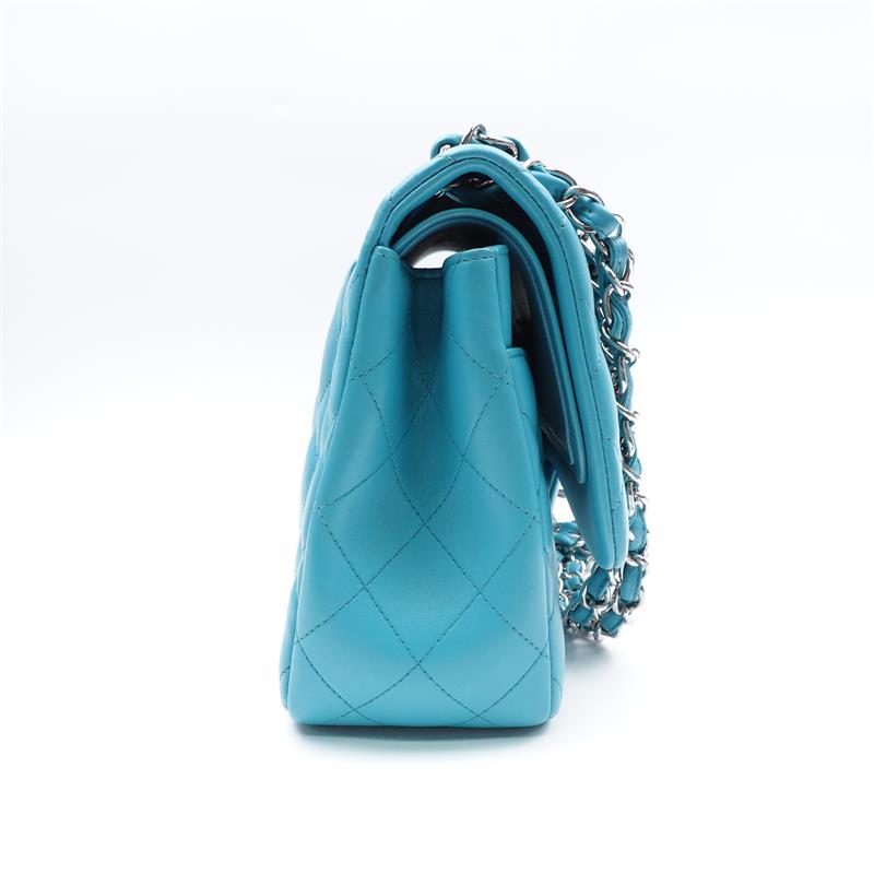 Pre-owned Chanel CF Jumbo Teal Lambskin Shoulder Bag