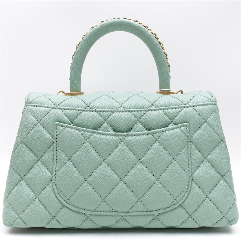Pre-owned Chanel COCO Handle Small Mint Geen Caviar Shoulder Bag
