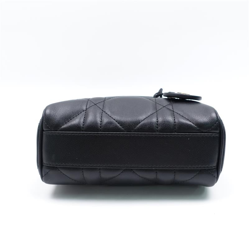 Pre-owned Christian Dior Calfskin Shoulder Bags Black Mini Boston Shoulder Bag