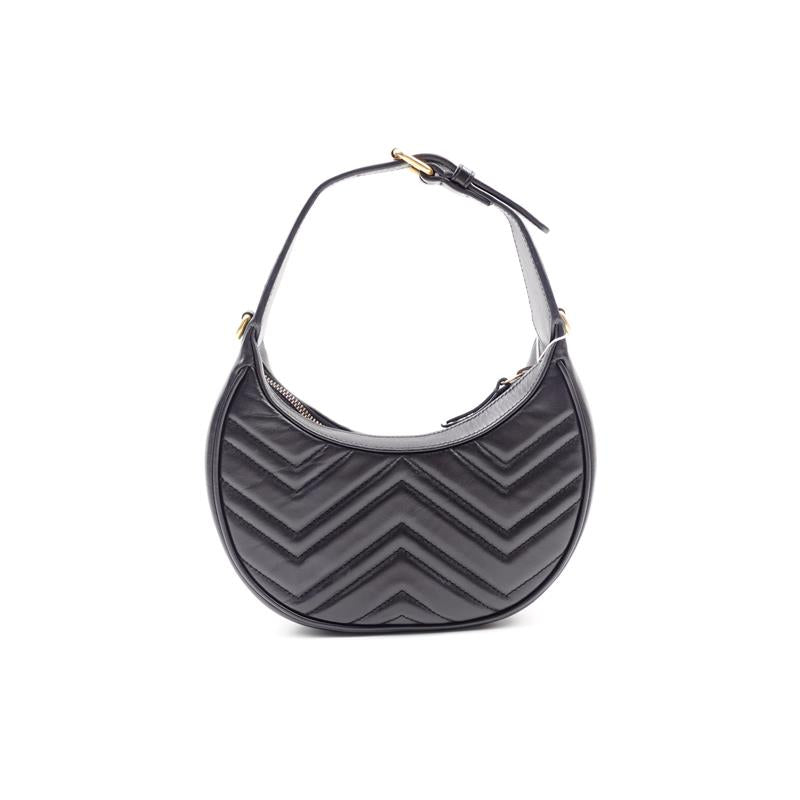 Pre-owned Gucci GG Marmont  Black Calfskin Shoulder Bag