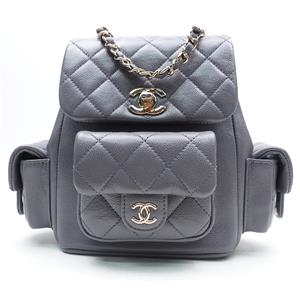 Pre-owned Chanel Duma Grey Calfskin Backpack