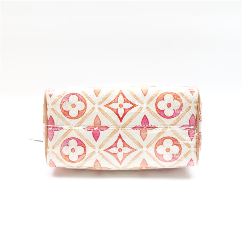Pre-owned Louis Vuitton Speedy 20 Orange & White Coated Canvas Shoulder Bag
