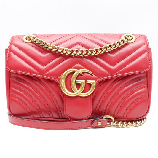 [DEAL] Pre-owned Gucci Marmont Small Red Calfskin Lether Shoulder Bag