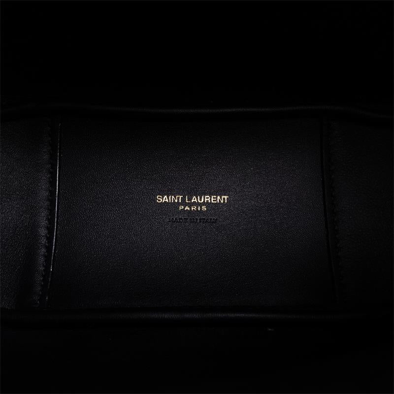 Pre-owned Saint Laurent LE 5 A 7 Black Calfskin Bucket