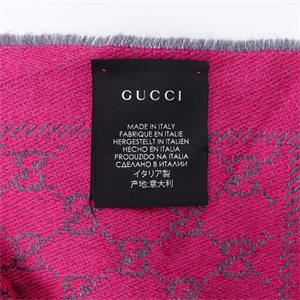 Pre-Owned Gucci Pink&Gray Square Wool Scarf