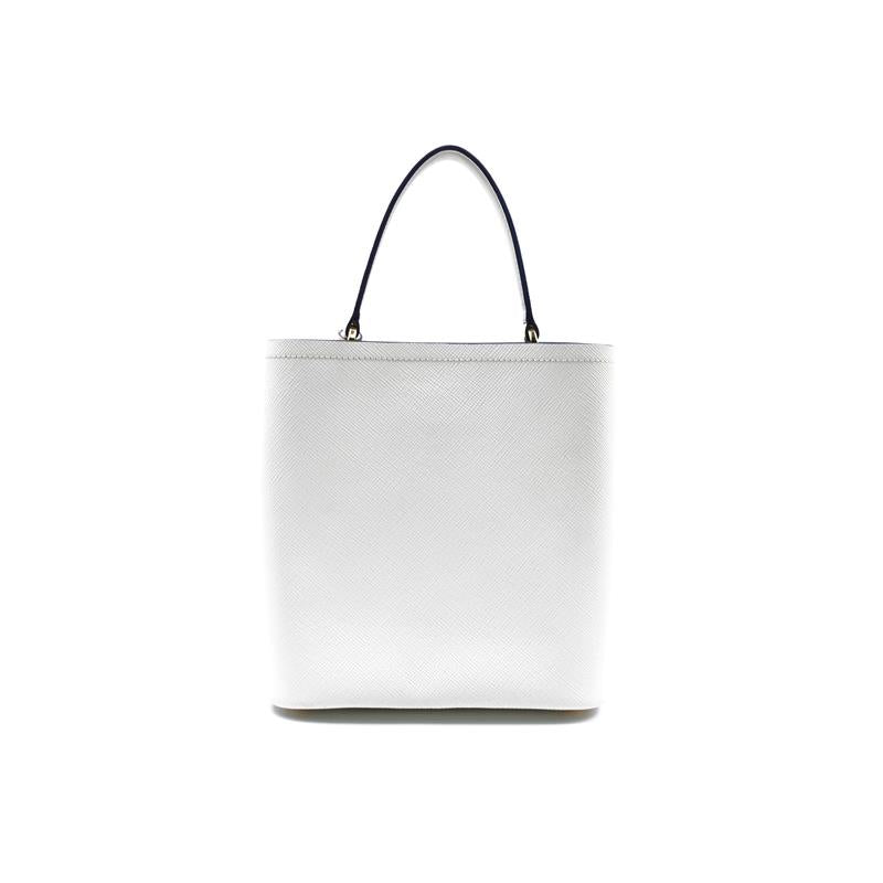 Pre-owned Prada Panier White Saffiano Leather Bucket