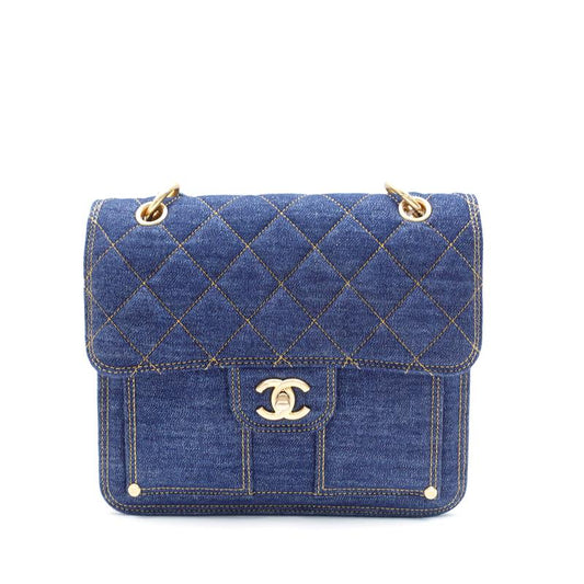 Pre-owned Chanel Blue Denim Backpack