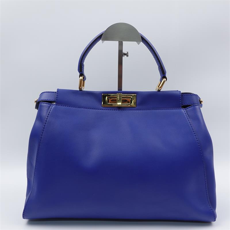 Pre-owned Fendi Peekaboo Blue Calfskin Handle Bag