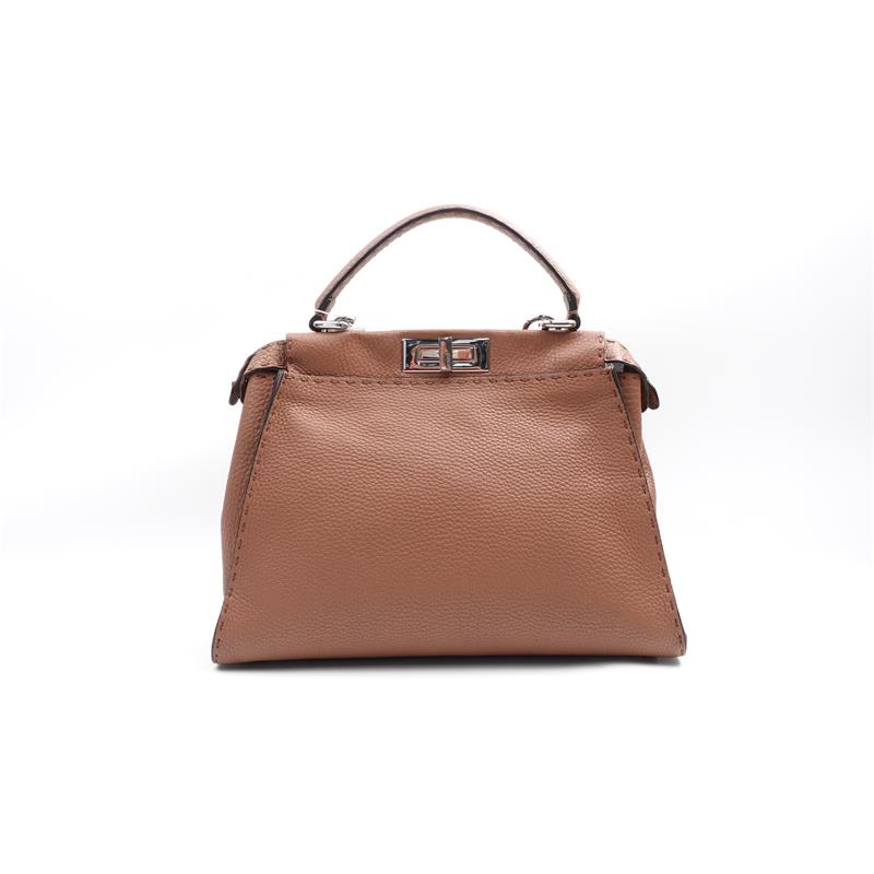 Pre-owned Fendi Peekaboo Iconic Brown Calfskin Shoulder Bag