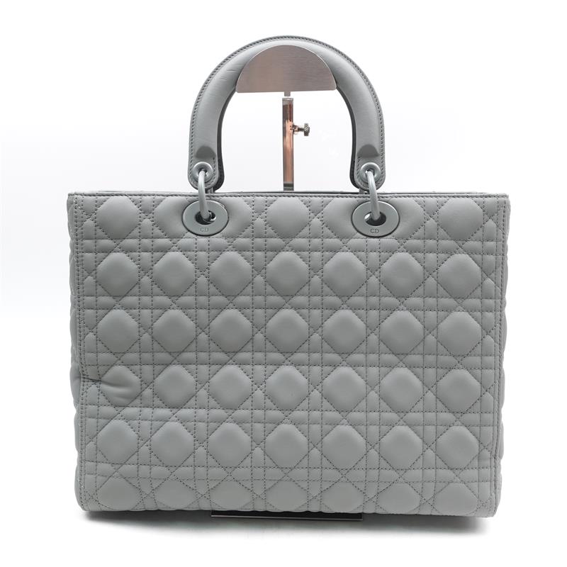 Pre-owned Dior Lady Grey Calfskin Shoulder Bag