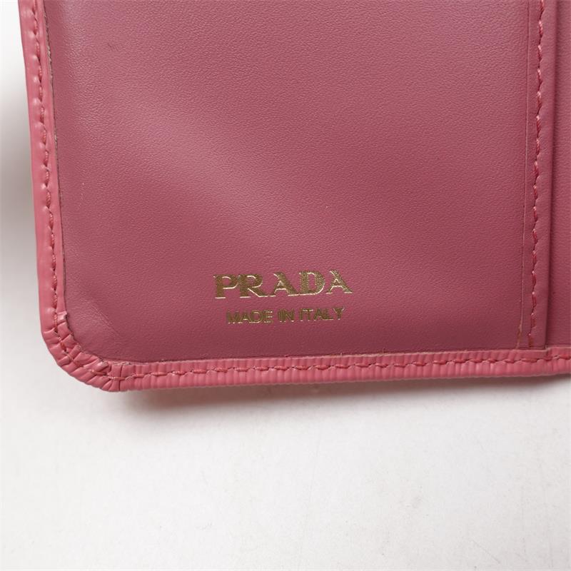 Pre-owned Prada Pink & Gold Calfskin Wallet