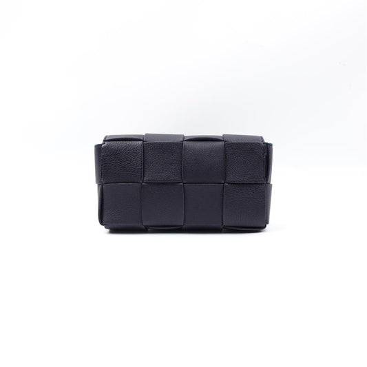 Pre-owned Bottega Cassette Blue Calfskin Shoulder Bag