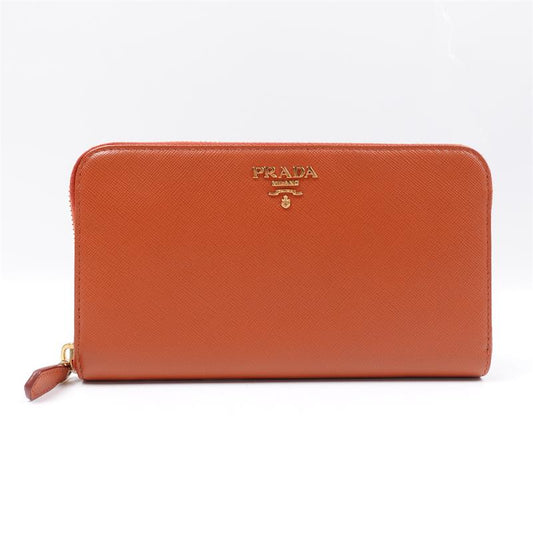 Pre-owned Prada Dirty Orange Saffiano Wallet