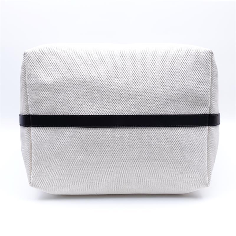 Pre-owned Celine Triomphe White Canvas Tote W/P