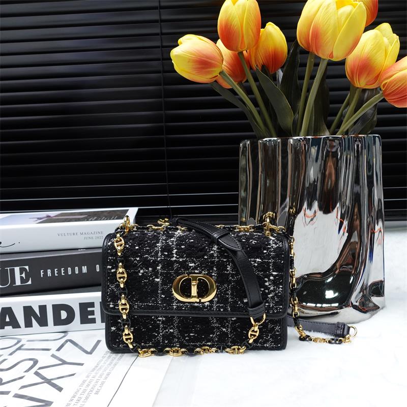 Pre-owned Dior Caro Black Canvas Shoulder Bag