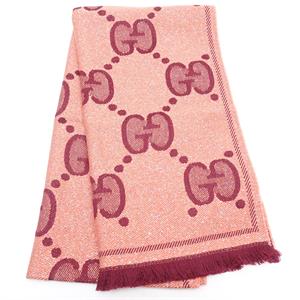 Pre-Owned Gucci Pink&Burgundy Square Wool Scarf