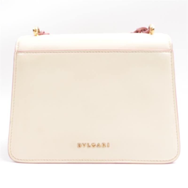 Pre-owned Bvlgari Serpenti Forever Cream & Pink Calfskin Shoulder Bag