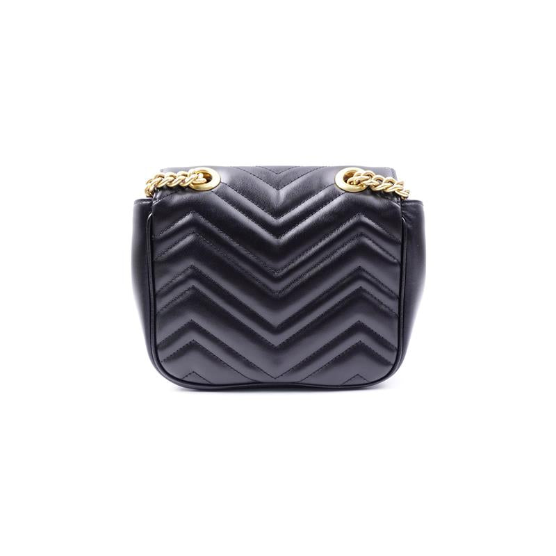 Pre-owned Gucci Marmont Black Calfskin Shoulder Bag