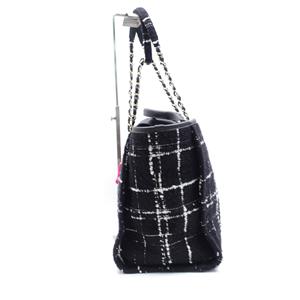 Pre-Owned Chanel Deauville Raindow Black Tweed Large Tote Bag