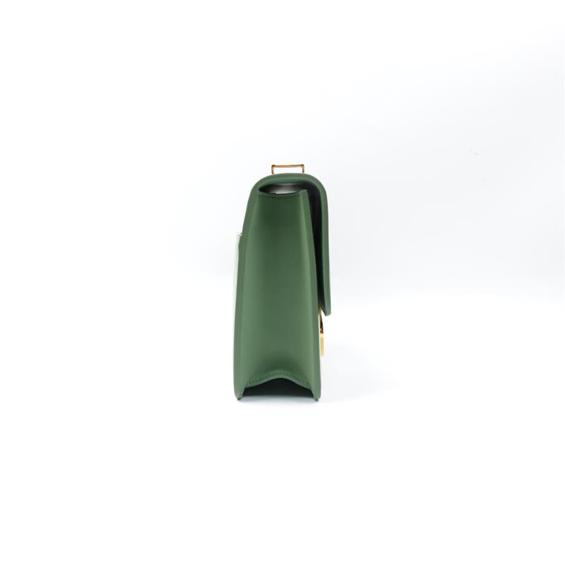 Pre-owned Dior Montaigne Green Calfskin Shoulder Bag