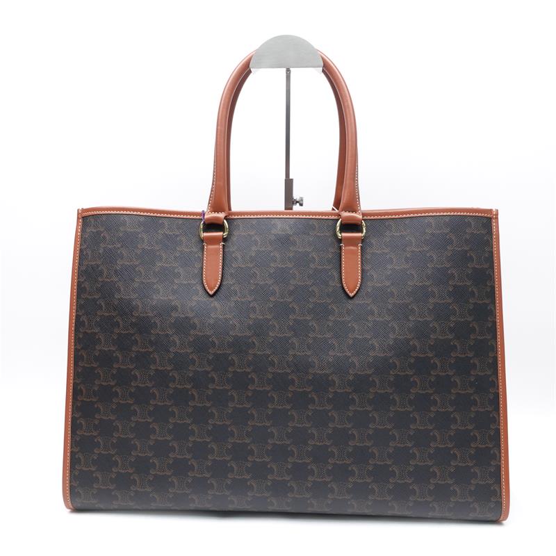 Pre-owned Celine Cabas Brown Coated Canvas Shoulder Bag