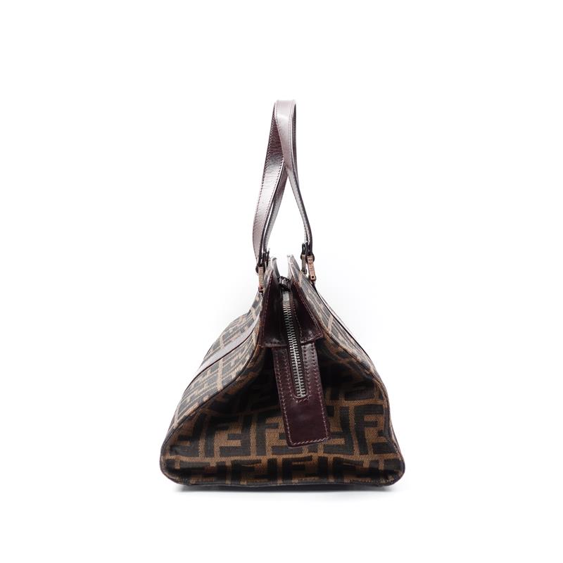 Pre-Owned Fendi Boston Brown FF Canvas Tote Bag