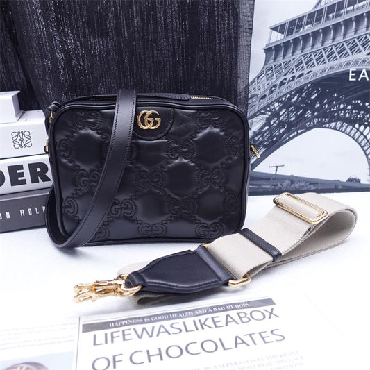 Pre-owned Gucci Black Matelasse Calfskin Shoulder Bag