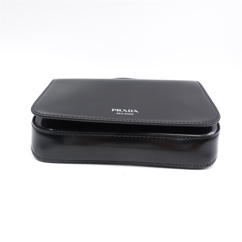 Pre-owned Prada Black Calfskin Glossy Crossbody Bag