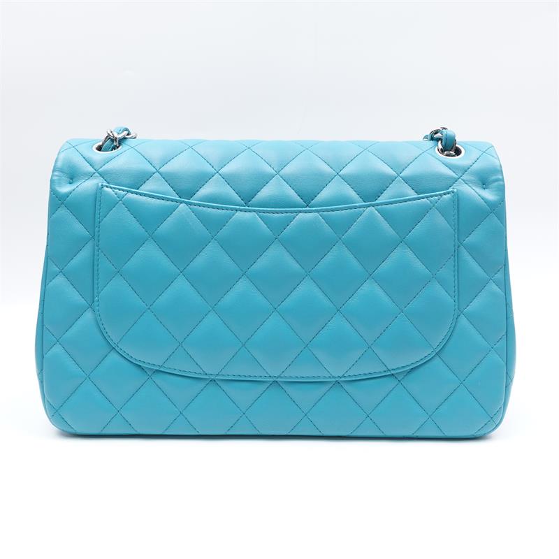 Pre-owned Chanel CF Jumbo Teal Lambskin Shoulder Bag