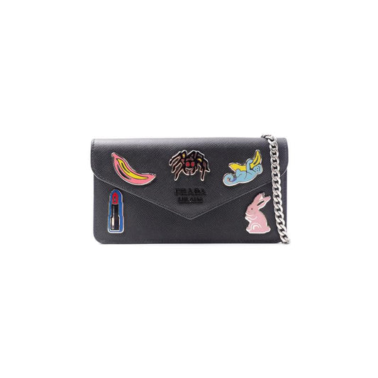 Pre-owned Prada Black Cartoon Saffiano Leather Shoulder Bag