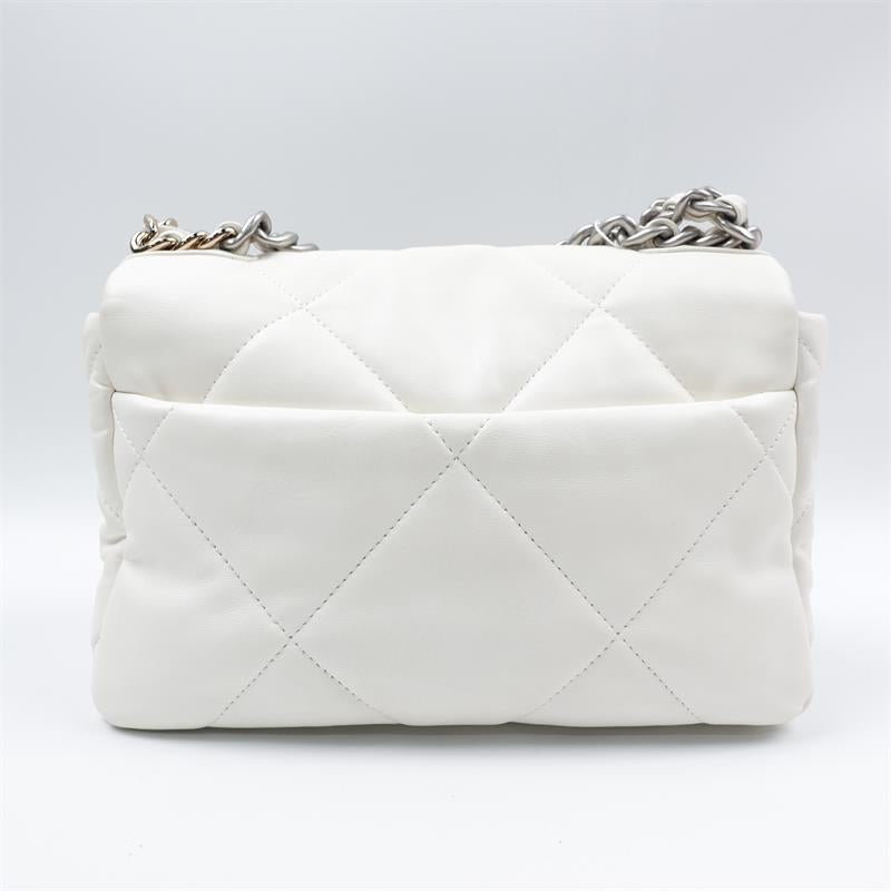 Pre-owned Chanel 19 White Lambskin Shoulder Bag