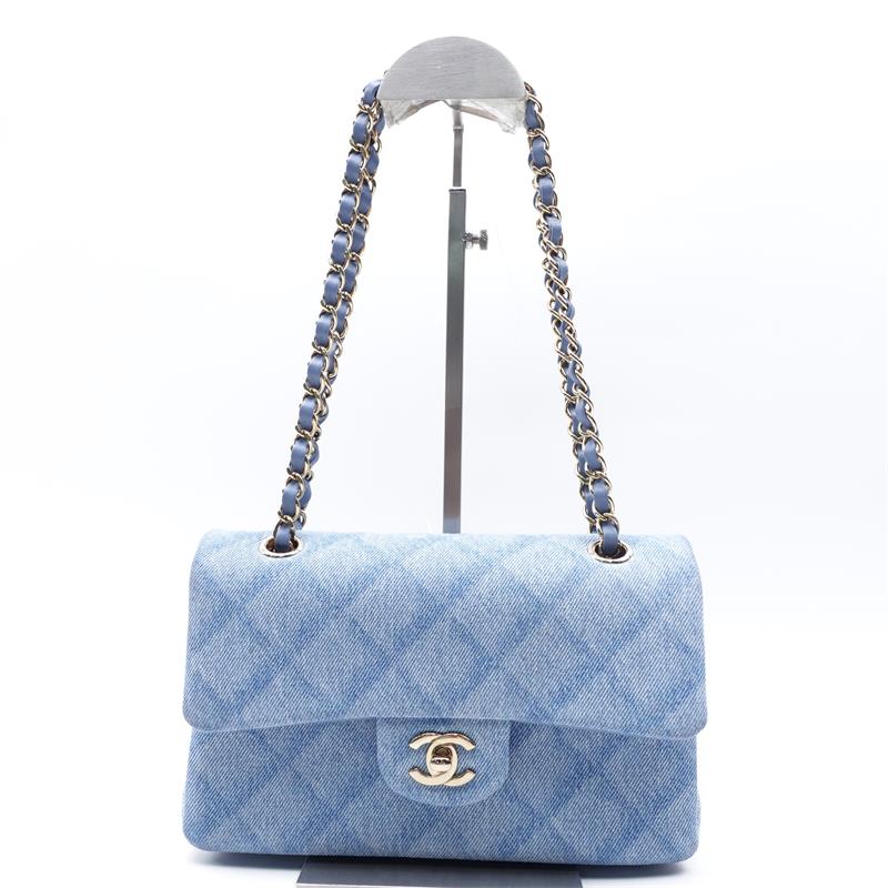 Pre-owned Chanel CF Small Blue Denim Shoulder Bag