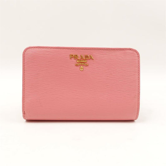 Pre-owned Prada Pink & Gold Calfskin Wallet