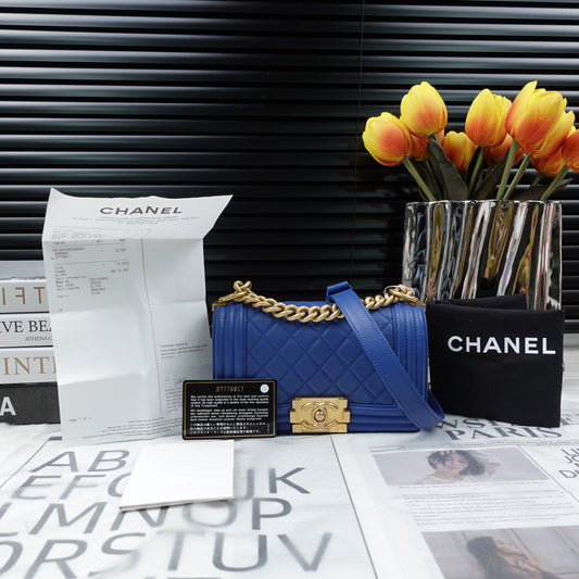 Pre-owned Chanel Leboy Small Blue Calfskin Shoulder Bag