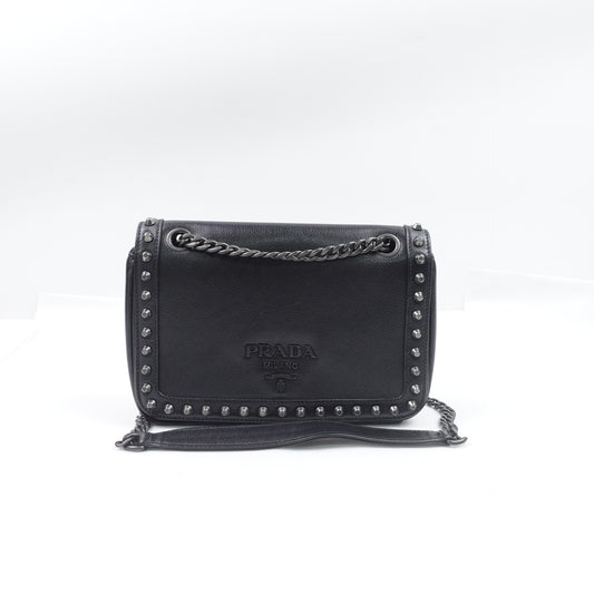 Pre-owned Prada Black Calfskin Shoulder Bag