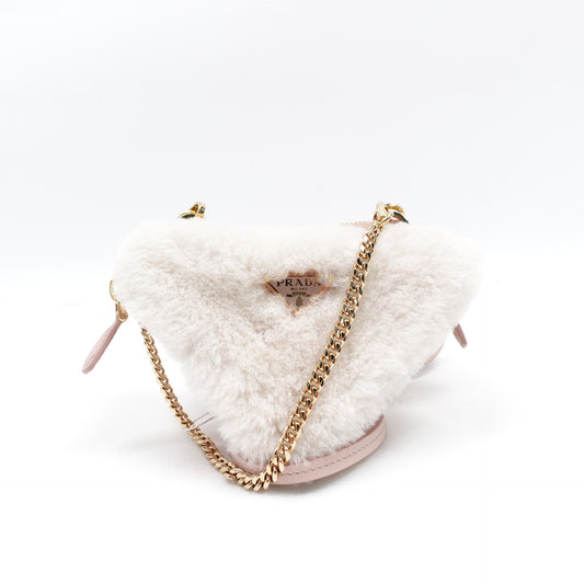 Pre-owned Prada Pink&White Calfskin&Lambskin Shoulder Bag