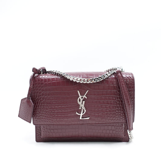 Pre-owned Saint Laurent Sunset Red Calfskin Shoulder Bag T10292720