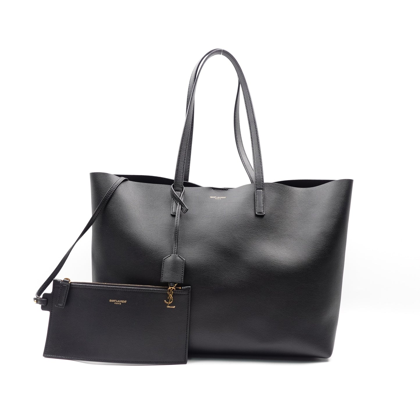 Pre-owned Saint Laurent Shopping Black Calfskin Tote Bag