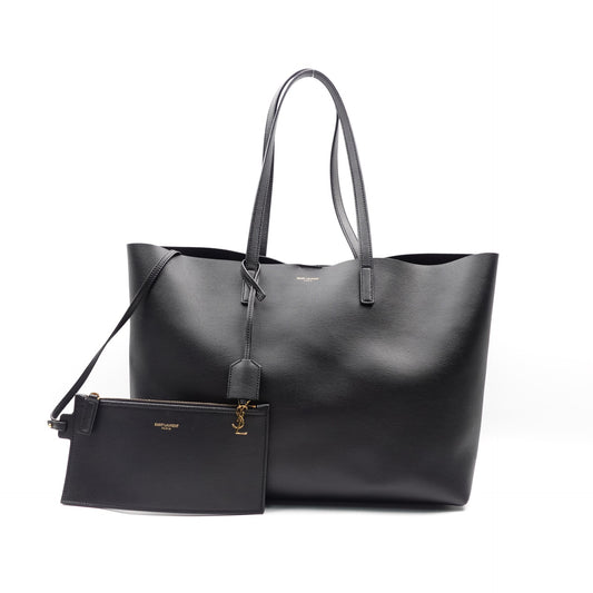 Pre-owned Saint Laurent Shopping Black Calfskin Tote Bag