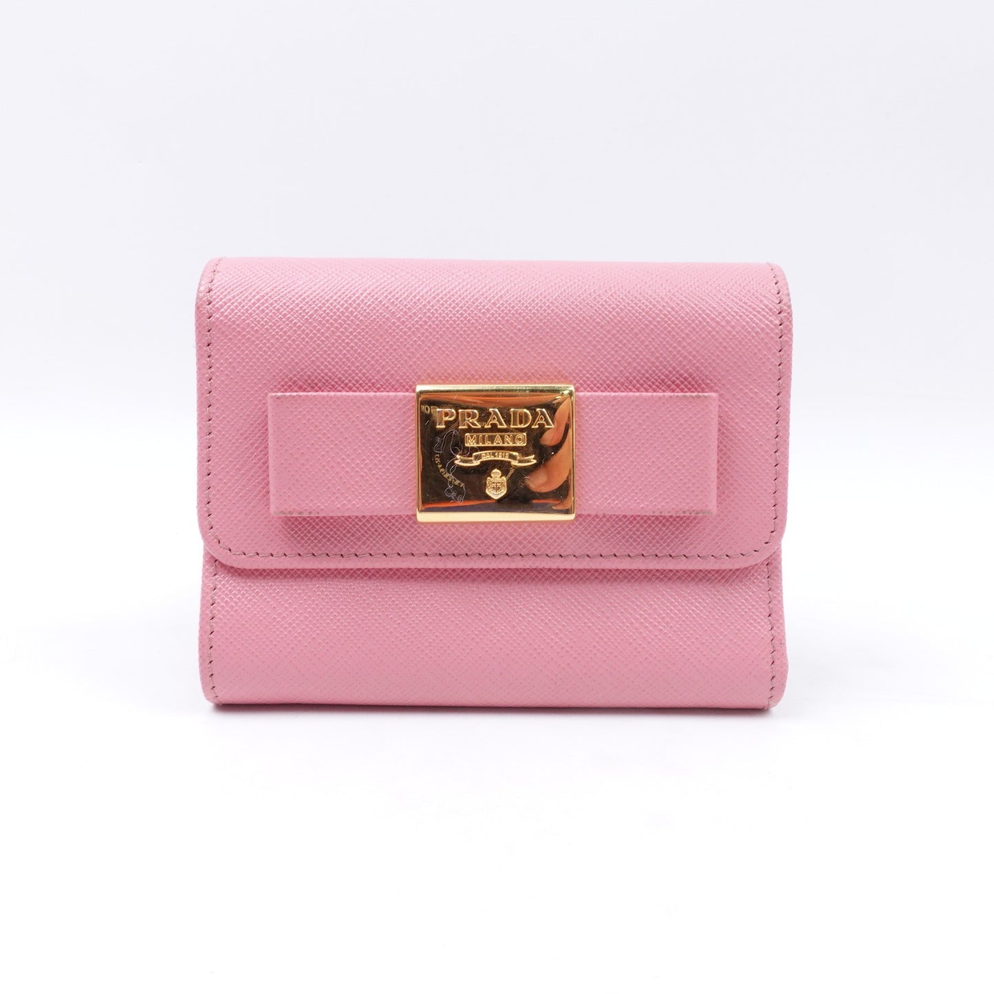 Pre-owned Prada Pink Calfskin Short Wallet